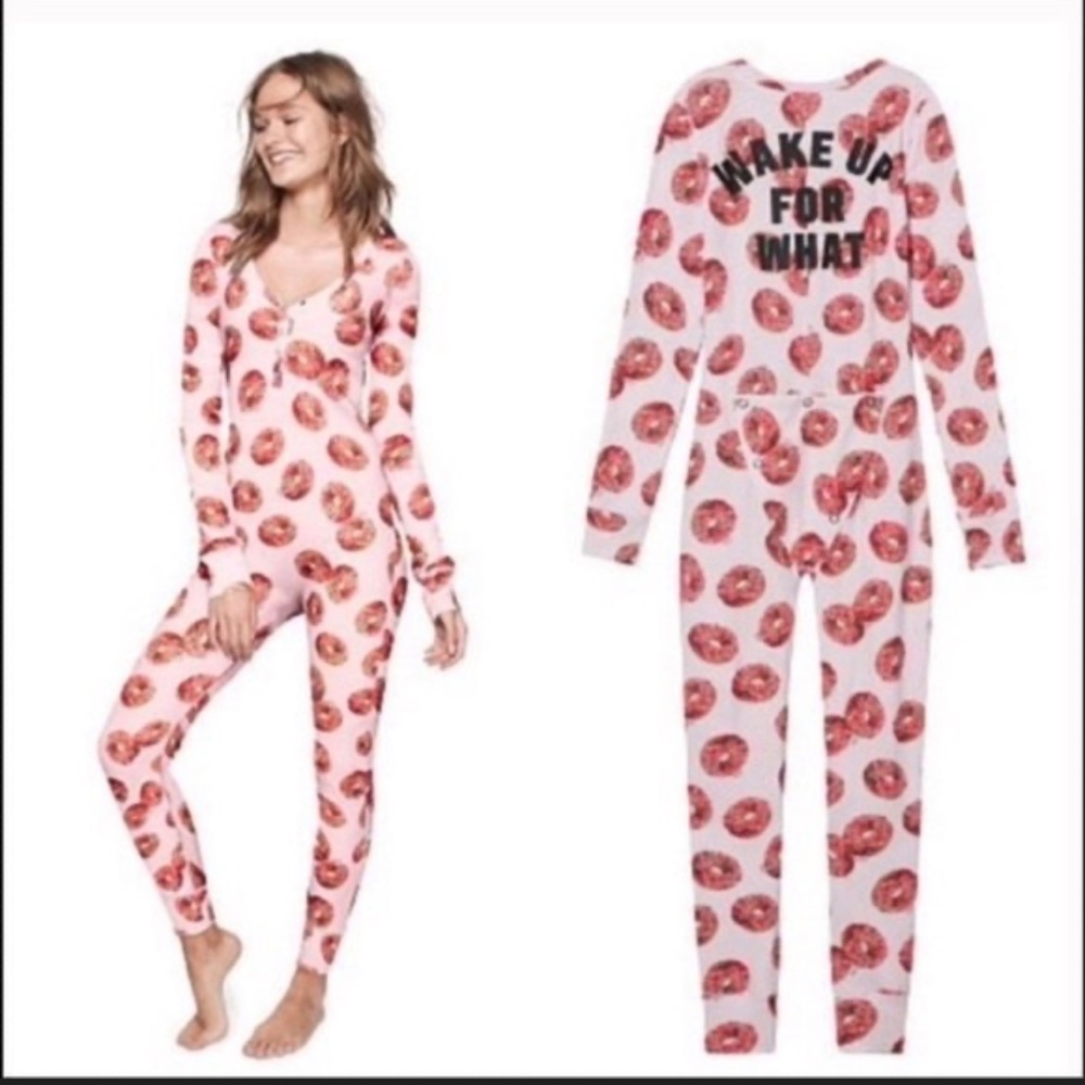 Victoria's Secret Pink Donut Novelty Print Onesie Pajamas  XS